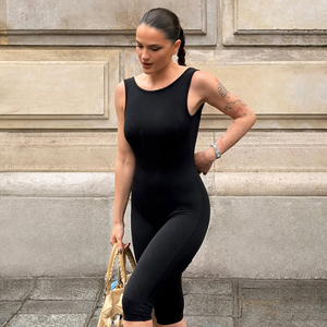Combinaison Capri sans manches pour femme, col rond, extensible, moulante, une pièce, décontractée, pour le yoga et les activités sportives - Product Image 3