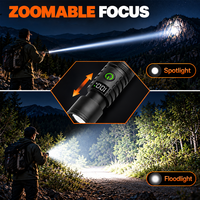 Lampe torche LED laser blanche OEM, zoom télescopique, faisceau longue portée 300 m, lampe tactique avec affichage numérique de la batterie et sortie Power Bank