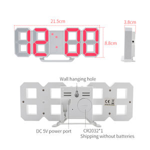 리모컨 포함 LED 3D 디지털 벽시계, 가정 거실용 대형 모던 야간 조명 알람 시계 - Product Image 3