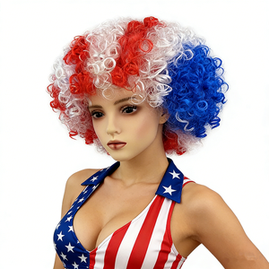 Perruques et extensions capillaires synthétiques de beauté en gros, perruques colorées pour le football, le carnaval, les festivals, les fans et les fournitures de fête, pour les événements sportifs - Product Image 3