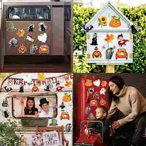 Décorations de fête d'Halloween : Citrouilles, feuilles d'érable, aimants souples pour réfrigérateur sur le thème d'Halloween et de l'automne - Product Image 4