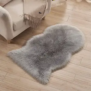 Taklit kürk yumuşak kabarık tek koyun derisi tarzı halı sandalye kılıfı koltuk pedi tüylü yapay koyun derisi halı yatak odası kanepe için zemin