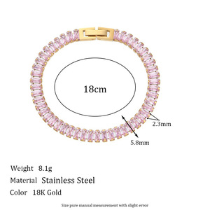 <span class=keywords><strong>Bracciale</strong></span> TD Antiossidante in <span class=keywords><strong>Acciaio</strong></span> Inossidabile 316L Placcato Oro 18K PVD con Zirconi <span class=keywords><strong>Rosa</strong></span>, <span class=keywords><strong>Bracciale</strong></span> Tennis Cuban Link per Donna, Regalo, <span class=keywords><strong>Bracciale</strong></span> con Zirconi <span class=keywords><strong>Rosa</strong></span> - Product Image 6