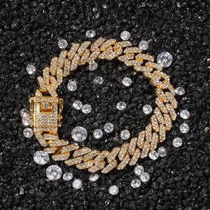 Nuovo 12 millimetri In Lega di Zinco Con Strass Bracciale Ghiacciato Fuori Miami Catena di Collegamento Del Braccialetto Alla Moda Dei Monili di Hiphop Degli Uomini di Commercio All'ingrosso - Product Image 5