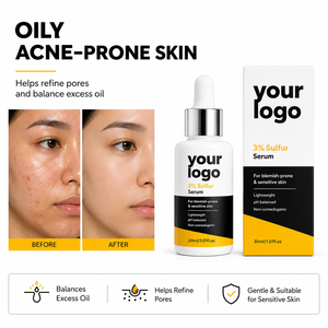 Sérum au soufre à 3 % pour peaux sensibles, soin anti-imperfections hydratant, lissant, anti-âge, apaisant les rougeurs, unifiant le teint, marque privée - Product Image 2