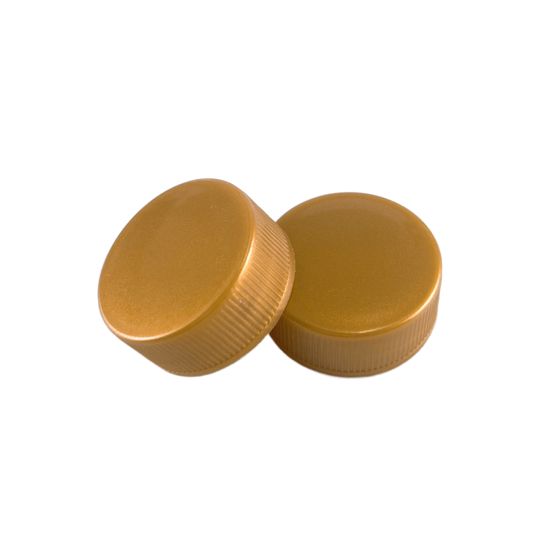 28mm Plastic Tamper Evident Bottle Caps Gold Yellow Plastic Container Lids for Bottles