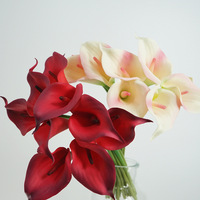 Fleur artificielle de lys Cala rouge foncé au toucher réel, décoration de table moderne pour la maison, bouquet de mariage