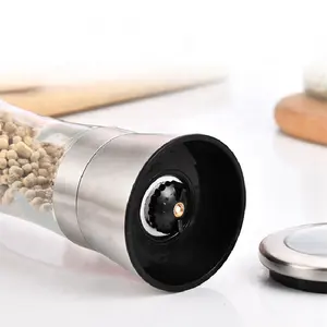 200 Ml Glass Spice Bottle With Adjustable Ceramic Core Spice Grinder Plastic Salt And Pepper Mills Glass Shaker