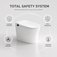 Siège de toilette intelligent automatique chauffant, WC monobloc en céramique avec bidet, télécommande et chasse d'eau automatique