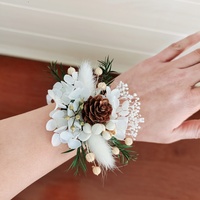 Bouquets de fleurs artisanaux miniatures style bohème INS, corsages naturels pour poignet, boutonnières de mariage pour la mariée et le marié