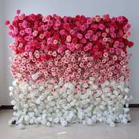 Rose Madder Luxuriöse Künstliche Seiden-Rosa-Blumenwand-Dekorationen 3D/5D Aufrollbare Rosen-Hochzeits-Weiße Blumenwand-Kulisse