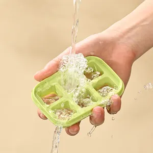 Easy Release Clear Sphere Freezing 6 Holes Drink Ball Maker Mould Lid Baby Food Tray Silicone Square Ice Cube Mold