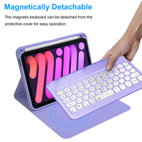 Casing Keyboard Warna-warni Pink Ungu untuk iPad Mini 6 2021 Ukuran 8.3 Inch Dengan Keyboard Nirkabel