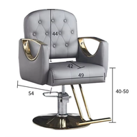 Fauteuil de Barbier Moderne Capitonnée avec Accents Dorés, Fauteuil de Coiffure Hydraulique Pivotant pour Salon