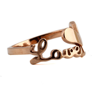 Heart Shape Love Letter Hollow Rose Gold 304 Stainless Steel <b>Ring</b> For Women <b>Openable</b> Pinky <b>Ring</b> - Product Image 4
