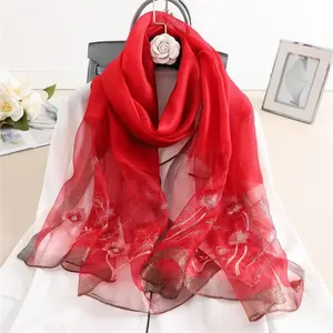 Provide New Style Fashion Womens Scarves Luxury Pattern Custom Brand Silk Scarf