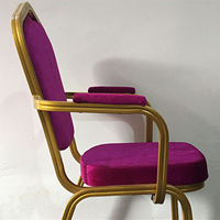 Kursi logam furnitur Hotel, dengan desain sandaran tangan, kursi perjamuan restoran ruang Hotel susun aluminium