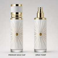 Flacon de parfum vide personnalisé 250 ml, flacon en verre cylindrique blanc avec bouchon à bande dorée, luxe, rechargeable, vente en gros