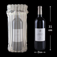 Sac d'emballage à colonnes d'air pour bouteille de vin, film protecteur transparent résistant aux chocs en PE/PA, pour transport gonflable
