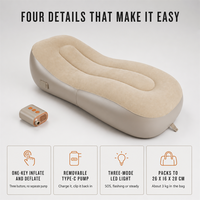 Fauteuil gonflable en forme de S, floqué, avec pompe Type-C intégrée et LED 3 modes pour le camping et la maison (vente en gros)