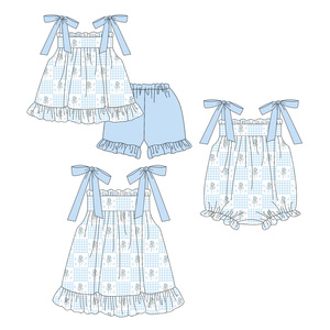 Conjuntos de Ropa para Niños, Pantalones Cortos de Algodón y Elastano con Estampado de Flores a Cuadros, Transpirables, para Primavera y Otoño - Product Image 2