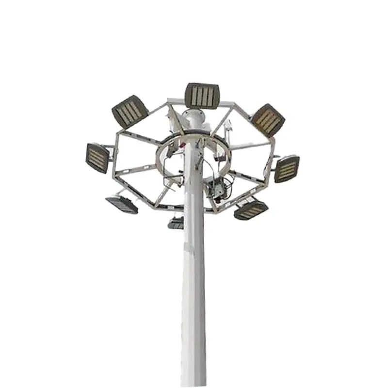 Poste de iluminación de mástil alto para exteriores de alta calidad personalizado, poste de lámpara de mástil alto galvanizado en caliente de 18m