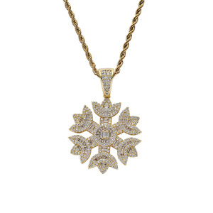 Pendentif flocon de neige, bijoux hip hop, accessoires, colliers pour hommes et femmes, zircon en cuivre, pendentif flocon de neige. - Product Image 1