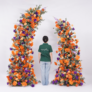 Corne de mariage porte arc <span class=keywords><strong>cadre</strong></span> décor Orange violet série fleur rangée Arrangement événement fête fenêtre affichage accessoires A8613 - Product Image 6