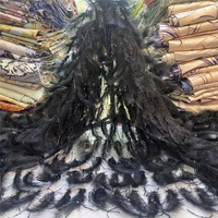 Tissu en dentelle brodée avec perles en plumes, tubes et sequins pour robes de mariée du Moyen-Orient et cheongsams pour enfants