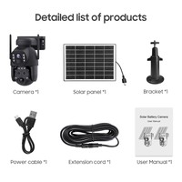 Caméra solaire 4G SIM/WIFI 15XZOOM trois objectifs, alarme rouge/bleue, projecteur, suivi automatique des personnes, caméra PTZ solaire extérieure à batterie