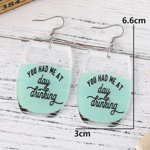 Pendientes acrílicos planos creativos personalidad Oktoberfest letra inglesa taza colgante pendientes para mujer Uionen 817 - Product Image 3