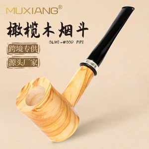 Muxiang Olive Wood Pipe Straight Type Portable Tobacco Pipe For Men 9mm Smoking Accessory - Product Image 1