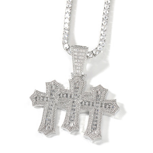 Gioielli più popolari 5A CZ con ciondoli a tripla croce in ottone ciondoli da Tennis collana a catena da donna regali cristiani religiosi - Product Image 3