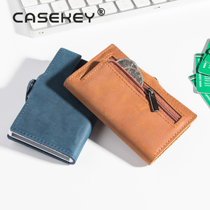 Casekey Mens Zipper Metal Pop up <b>Wallet</b> Rfid Protector Leather Credit Smart Card <b>Holder</b> for Men - Product Image 4