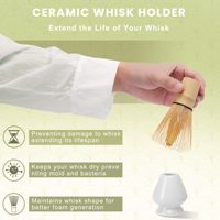 Ensemble de matcha en céramique avec fouet en bambou et support pour bol – Accessoires durables pour la préparation du café et du thé, comprenant un fouet à matcha (Chasen) et un bol en céramique (Chawan)