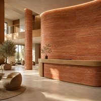 Revêtement mural flexible en pierre imitation travertin rouge terre cuite 600x1200mm pour mur d'accentuation de restaurant, panneau mural MCM
