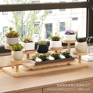 Wooden Desktop <b>Plant</b> Display Rack 3 Tier Multipurpose Storage Organizer For Balcony And Indoor Use - Product Image 1