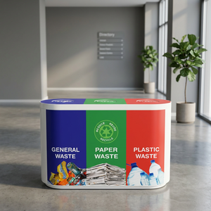 Poubelle de tri des déchets à trois compartiments en plastique pour l'intérieur, seau de tri des déchets, design minimaliste à ouverture supérieure - Product Image 4