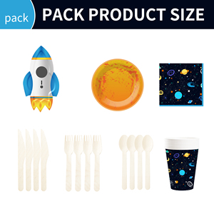 DAMAI - Juego de Platos, Vasos y Servilletas de Papel con Temática Espacial para Fiestas de Cumpleaños, Decoraciones Desechables para Fiestas de Galaxia para 8 Personas - Product Image 6