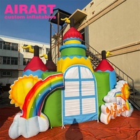 Entrada Mágica para Eventos Infantiles, Arco de Castillo Inflable Personalizado con Diseño de Arcoíris, Túnel Inflable de Castillo