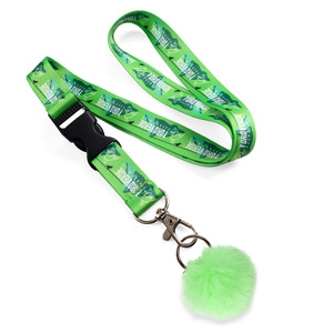 Wholesale Designer Pom Pom Ball Keychain Lanyard Printed Id Badge Holder Lanyard with logo Custom