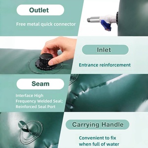 1000L 264gallon gối xách tay có thể gập lại ráp PVC bàng quang linh hoạt mưa nhựa nước hồ Chứa lưu trữ xe tăng container - Product Image 5