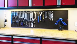 Ucuz fiyat büyük boy duvara monte Metal siyah Pegboard raf donanım aracı aksesuarları asma kancaları depolama rafı - Product Image 6