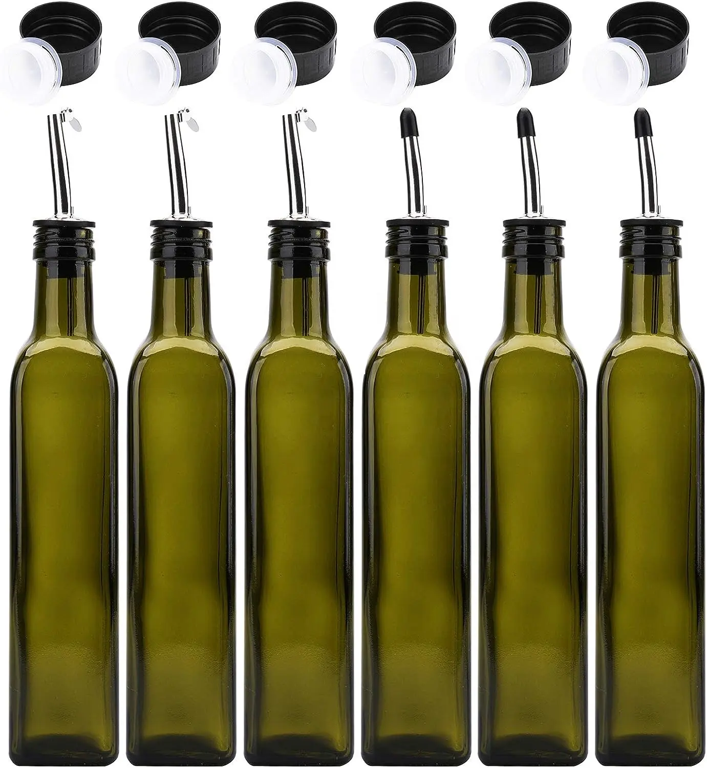 Vidrio de calidad alimentaria 250ml 500ml 750ml 1L Botella de aceite de oliva para cocinar Botella de vidrio de aceite de oliva cuadrada vacía Marasca con pico de vertido