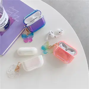 Colorful raindrop butterfly keychain hard pc for airpods case butterfly for airpod pro case for airpod case keychain