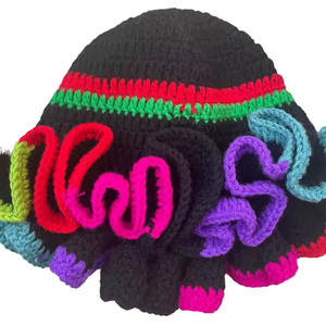 Madeshine Handmade Đầy Màu Sắc Thiết Kế Ruffle Khâu Ngư Dân Cô Gái Phụ Nữ Beanie Xô Crochet Xù Rim Cạnh <span class=keywords><strong>Hat</strong></span> - Product Image 2