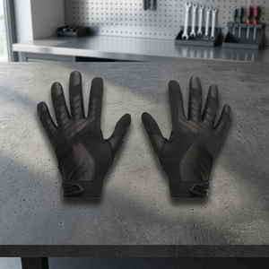 Black Unisex Batting <b>Gloves</b> Leather Pull On Durable <b>Knit</b> Fabric Training Ambidextrous - Product Image 4
