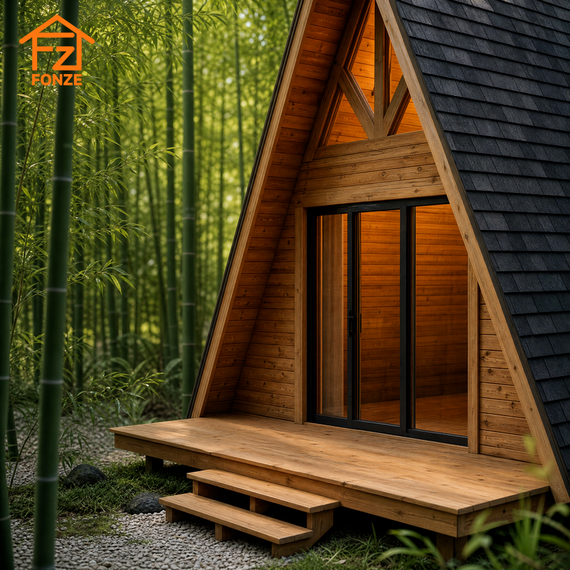 Quandrangular Hiuse Modern Prefab Triangle House Steel Structure a Frame Tiny Home Kit ...