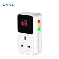 Adaptateur de prise numérique monophasé 13A ZHNL avec protection contre les surtensions, prise européenne automatique, protection du réfrigérateur, protecteur de tension 230v