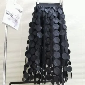 C8532 Latest Design Pleated skirts Women High Waist Elegant Large Swing A line Maxi Skirt Half Long Skirt For Women